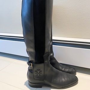 Tory Burch leather black riding boots